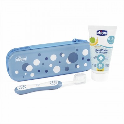 Set Primi Dentini Spazzolino + Dentifricio Chicco Azzurro 6-36 m