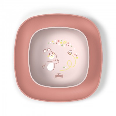 Set Ciotola e Piatto Piano Chicco Rosa 12m+