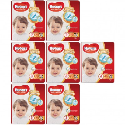 Kit Pannolini Huggies Ultra Comfort Mis. 3 4-9 Kg 7 Pacchi da 21 pz