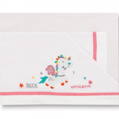 Set Lenzuolino Lettino Pirulos Unicorno Bianco/Fragola