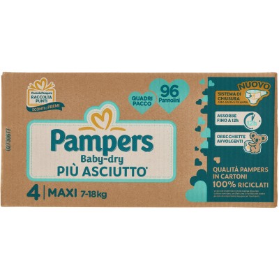 Pañales Pampers Baby Dry Maxi 7-18 Kg Talla 4 (100uds)
