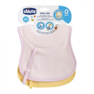 Set Bavaglini Chicco Milky Bib Rosa Giallo 2pz