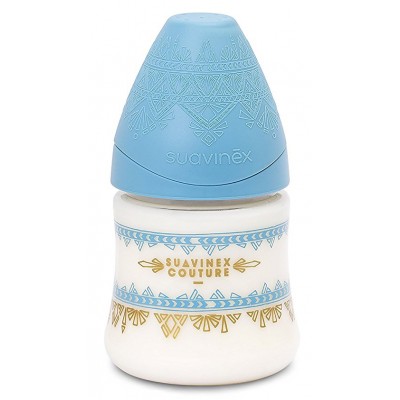 Biberon Suavinex 150ml Silicone Flusso Lento +0m Couture Blu