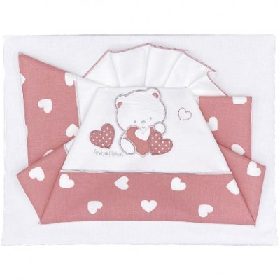 Set Lenzuola Andy & Helen per Lettino Ricamato D70 3 pz Rosa
