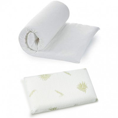 Materasso per Lettino da Campeggio Kiby Arrotolabile H4 + Cuscino Lettino Antisoffoco Memory Foam Kiby Alto H5,5