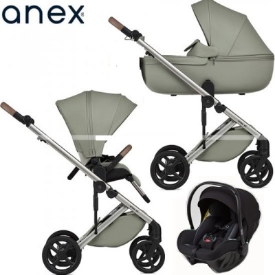 Trio Anex Eli Excite (Capazo,Chasis,Asiento Silla de Paseo ,Silla de Coche Cosmo y Adaptadores para Grupo 0+)