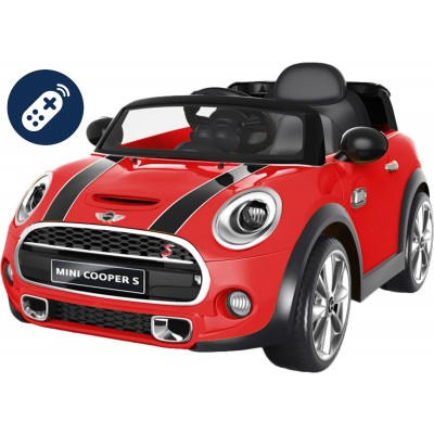 Auto Elettrica Lamas Mini Cooper S Rosso con Sedile in Pelle