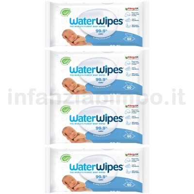 WaterWipes toallitas limpiadoras compostables 100% de origen vegetal- 4 paquetes de 60