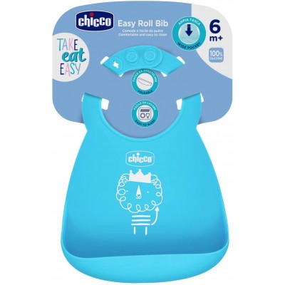 Bavaglino Pappa Chicco Rigido Con Tasca Blu
