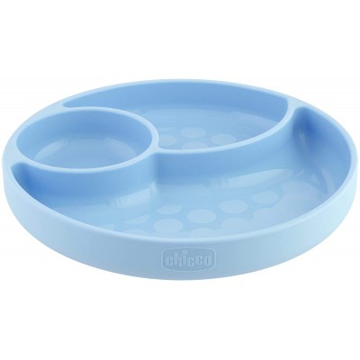 Piatto Chicco in Silicone con Ventosa Azzurro