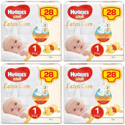 Kit Pannolini Huggies Extra Care Mis. 1 2-5 Kg 4 Pacchi da 28 pz