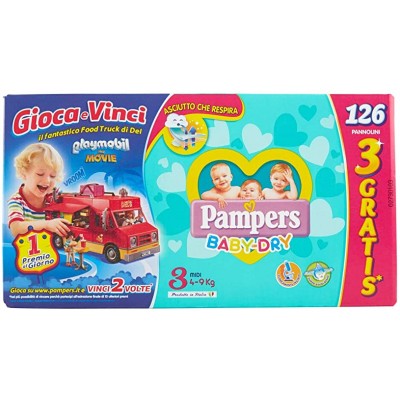 Pampers Baby Dry Midi Pañales, tamaño 3, 126 piezas Megapack