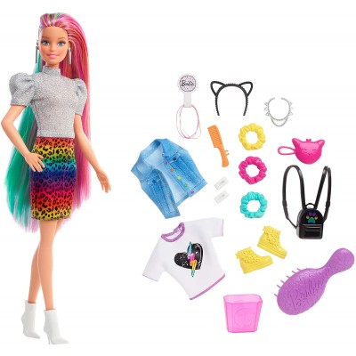 Bambola Barbie Leopard Rainbow Hair
