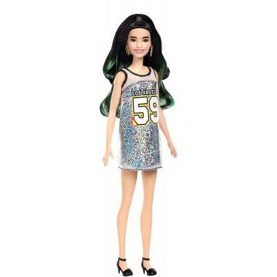 Barbie Fashionista - Muñeca con pelo negro y mechas verdes Bambola Barbie Fashionistas 110