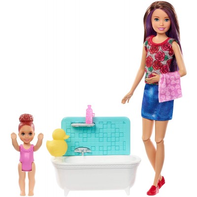 Bambola Barbie Babysitter con Vasca da Bagno