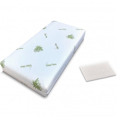 Materasso per Lettino in Aloe Vera 120 x 60 x 17h cm + Cuscino Lettino Antisoffoco Alto Dolci Ninne