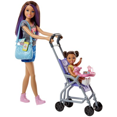 Bambola Barbie Babysitter Bebè e Passeggino