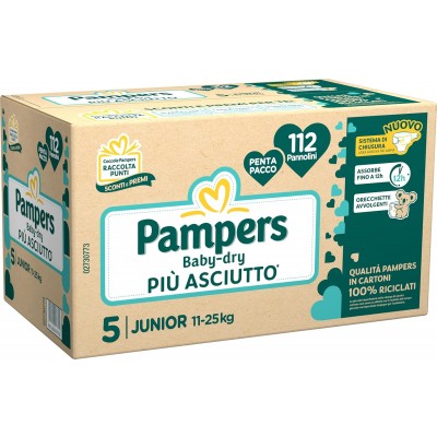 Pampers Baby Dry Junior Taglia 5 11-25 kg - Pacco scorta da 112 Pannolini 