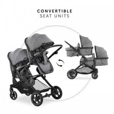 Passeggino Gemellare Duo Hauck Atlantic Twin Melange Grey