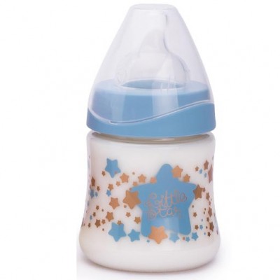 Biberon Suavinex 150ml con Tettarella in Silicone Regolabile 3 Posizioni +0m Haute Couture Celeste Stella