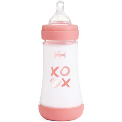 Chicco PERFECT 5 Biberon Anticolica 240 ml, Biberon Flusso Medio 2 Mesi + Bimba
