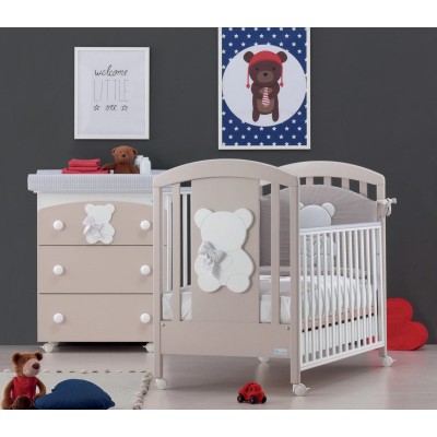 Set Azzurra Design Funky Avana Lettino + Cassettiera Fasciatoio + Completo Piumone + Materasso e Cuscino