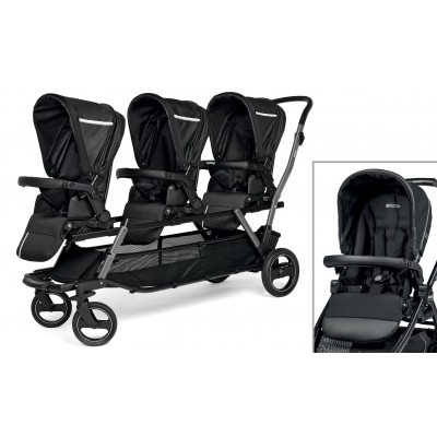 Passeggino Trigemellare Peg Perego Triplette Piroet Rock Black