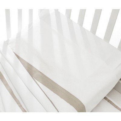 Completo Lenzuolo Lettino Erbesi Dudù 3pz Bianco Tortora