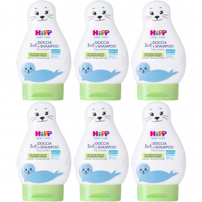6 CONFEZIONI - Doccia Shampoo Hipp Baby Foca 200ml