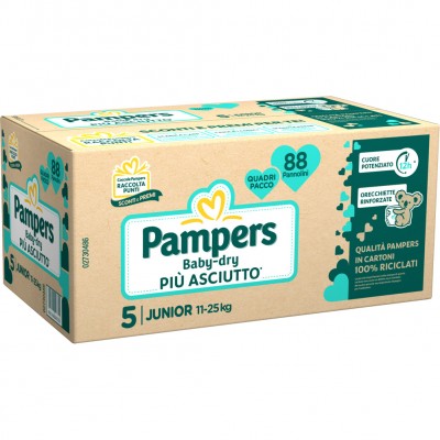 Pannolini Pampers Baby Dry Junior 11-25 Kg Misura 5 (88pz) Pannolini Pampers Baby Dry Junior 11-25 Kg Misura 5 (88pz)
