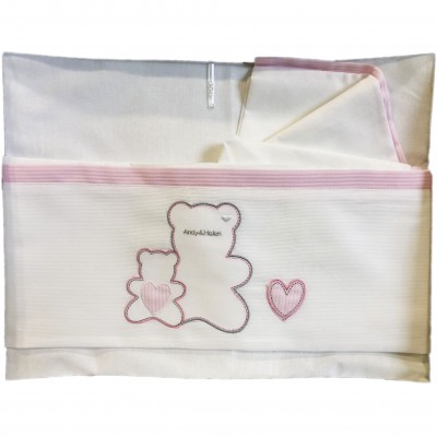 Set Lenzuola Andy & Helen per Culla Ricamato 3 pz Rosa