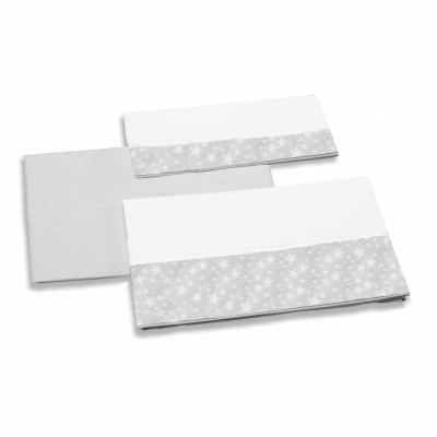 Juego Sabanas Minicuna (3 Piezas) Etnico Blanco/Gris Kit Lenzuolino Culla Micuna Armony Etnico Grigio