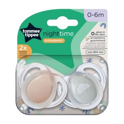 Succhietto Tommee Tippee 2 Pz Night Time 0-6m Nuvola