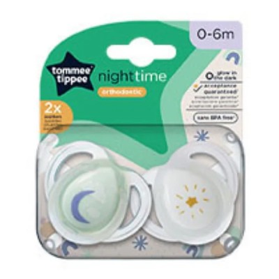 Succhietto Tommee Tippee 2 Pz Night Time 0-6m Luna Blu