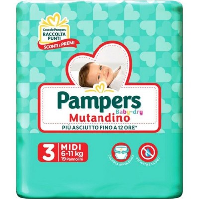Pannolini Pampers Baby Dry Mutandino 3 MIDI 6-11 Kg (19 pz)