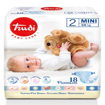 Pañales Trudi 3-6 Kg Talla 2 Mini (24uds) Pannolini Trudi 3-6 Kg Misura 2 Mini (24pz)