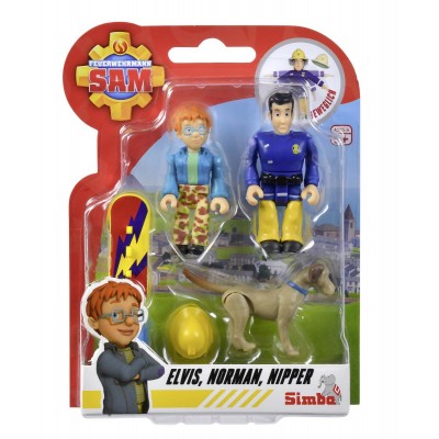 Simba Blister 02 Personaggi Elvis, Norman con cucciolo Nipper Linea Sam Il Pompiere