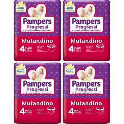 Kit Pannolini Pampers Progressi Mutandino Misura 4 MAXI 8-15 Kg - 4 Pacchi da 19pz