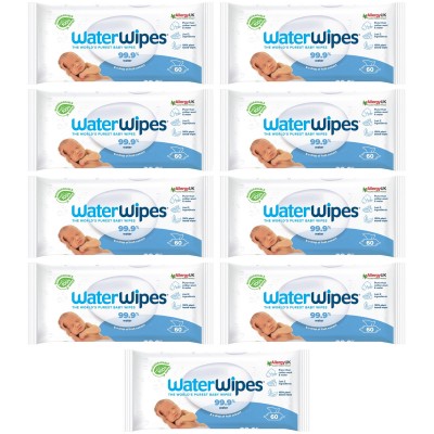 WaterWipes BIO Toallitas húmedas 60 piezas, 9 paquetes de 60 (540 piezas) Salviettine Umidificate WaterWipes BIO 60 pz, 9 Confezioni da 60 (540 Pezzi)