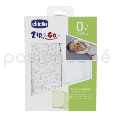 CHICCO ZIP & GO SET DE 2 SÁBANAS BAJERAS COLOR GRIS CLARO EN Chicco Zip & Go Set de 2 sábanas bajeras, color gris claro