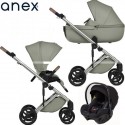 Trio Anex Eli Excite (Capazo,Chasis,Asiento Silla de Paseo ,Silla de Coche Cosmo y Adaptadores para Grupo 0+)