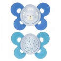 Chicco Physio Comfort Night Chupete Silicona 2pcs Azul Celeste 16-36m