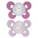 Chicco Physio Comfort Night Chupete Silicona 2pcs Rosa Lila 16-36m
