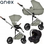 Trio Anex Eli Excite (Capazo,Chasis,Asiento Silla de Paseo ,Silla de Coche Cosmo y Adaptadores para Grupo 0+)