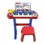 Tastiera Elettronica Bontempi 24 Tasti con Microfono e Sgabello Rosso
