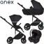 Trio Anex Eli Midnight (Capazo,Chasis,Asiento Silla de Paseo ,Silla de Coche Cosmo y Adaptadores para Grupo 0+)